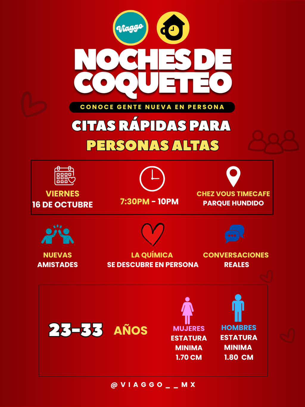 23-33 AÑOS PERSONAS ALTAS CITAS RAPIDAS NOCHES DE COQUETEO
