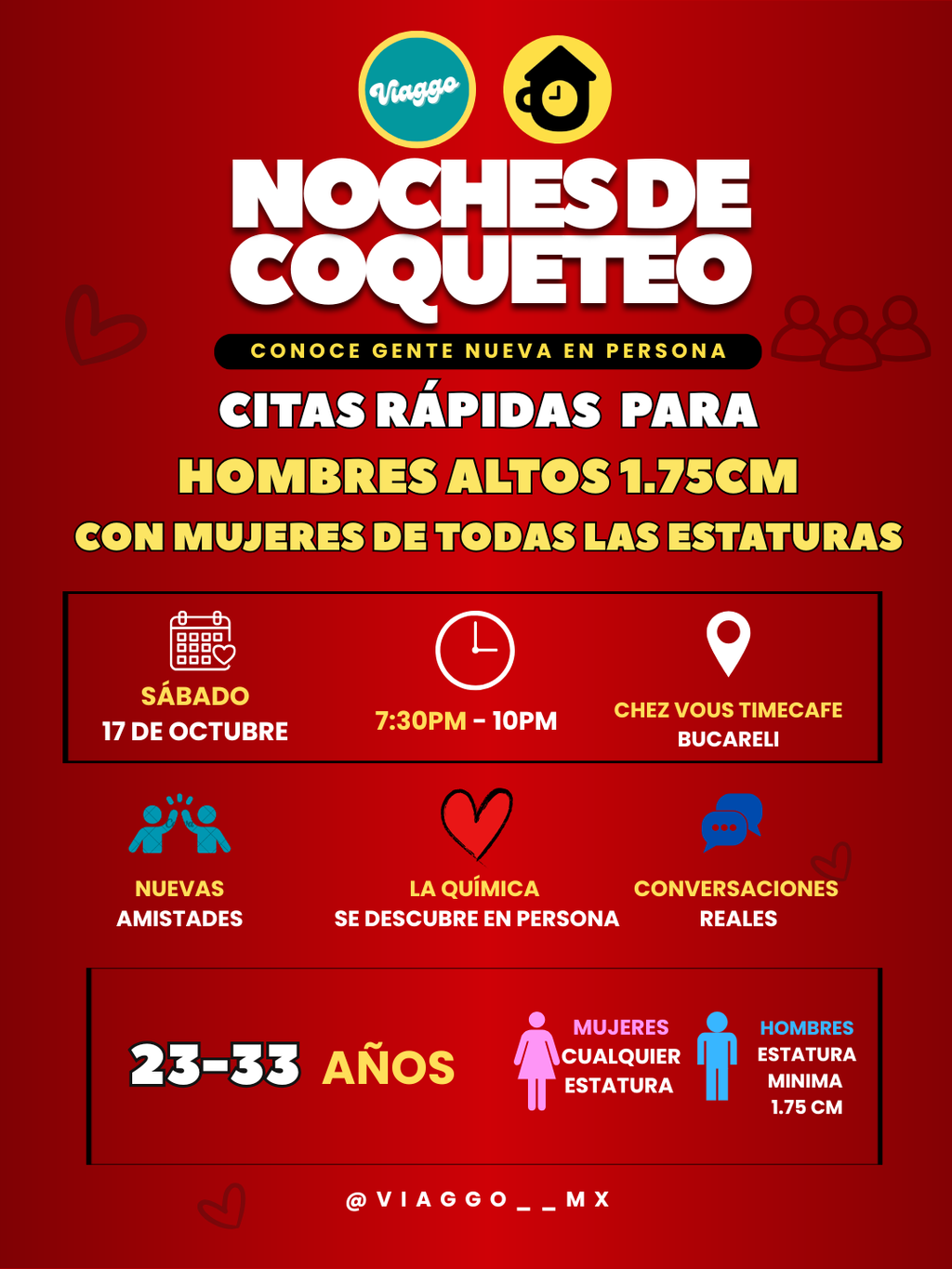 23-33 AÑOS HOMBRES ALTOS Y MUJERES DE TODAS LAS ESTATURAS CITAS RAPIDAS  NOCHES DE COQUETEO