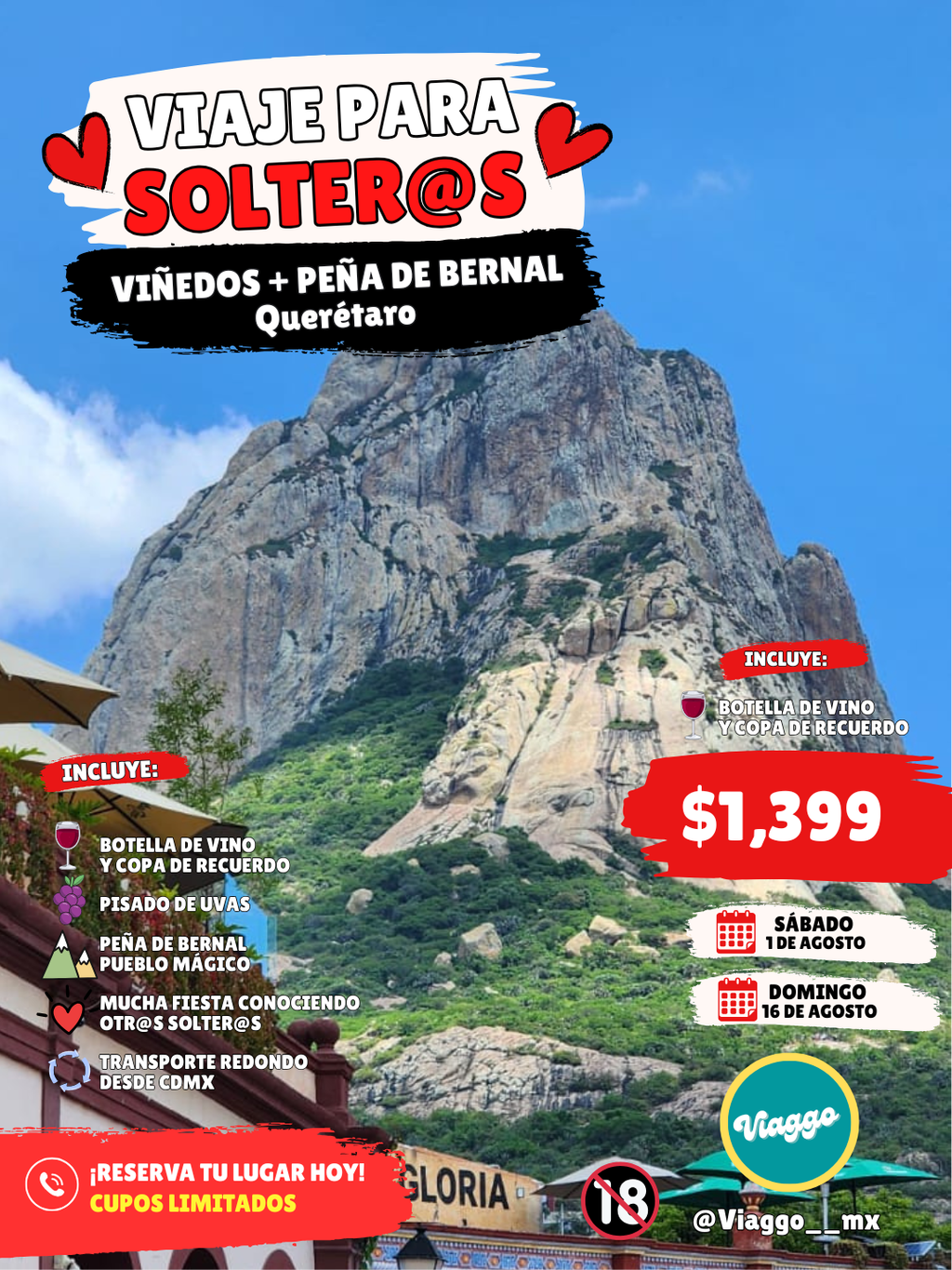 VIAJE PARA SOLTEROS- VIÑEDOS Y PEÑA DE BERNAL