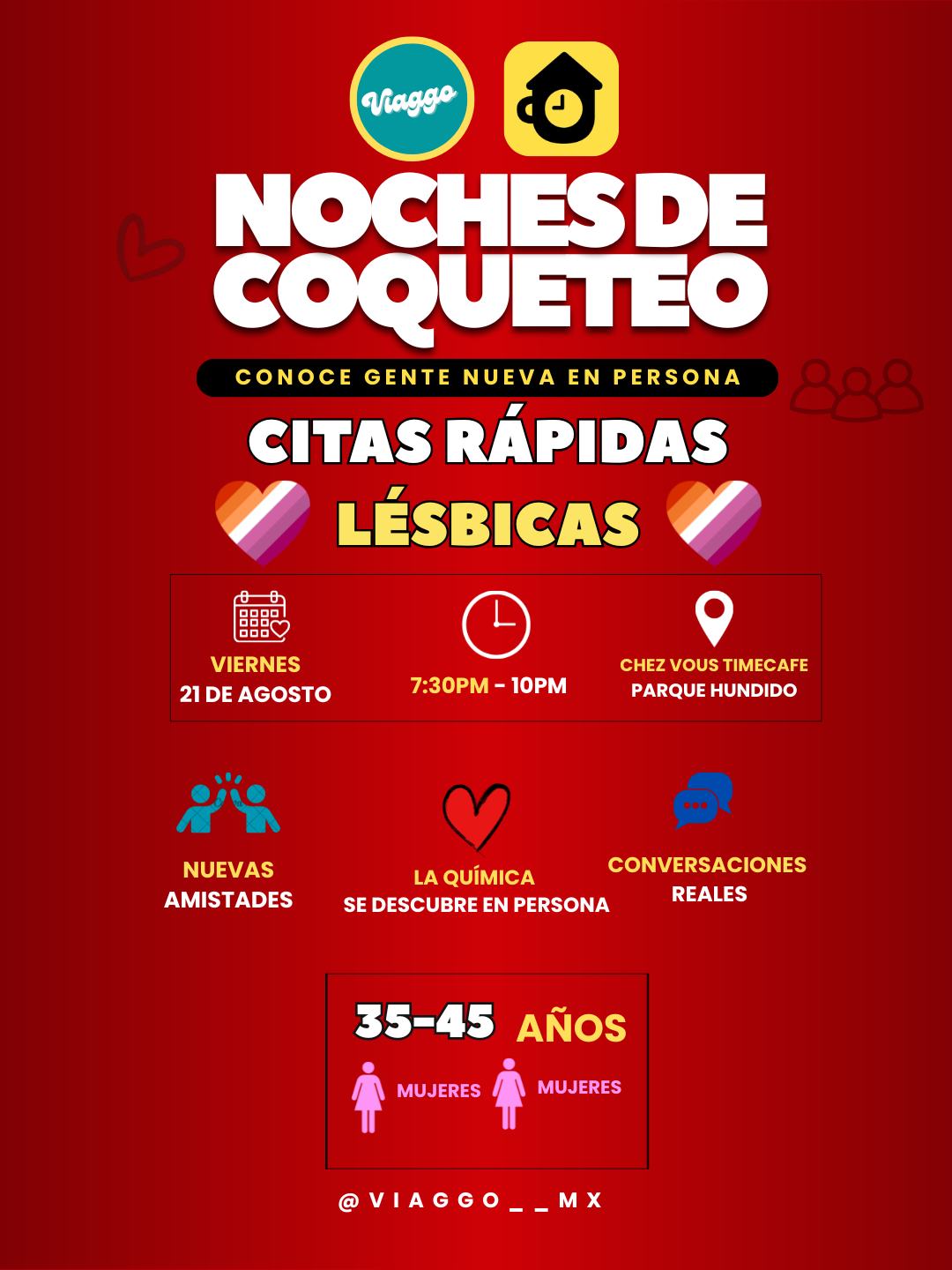 CITAS RAPIDAS LÉSBICAS 35-45 AÑOS NOCHES DE COQUETEO