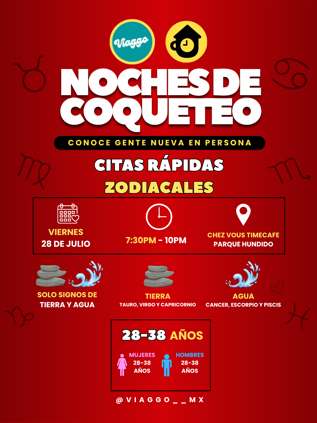 CITAS RAPIDAS 28-38 AÑOS ZODIACALES TIERRA Y AGUA NOCHES DE COQUETEO