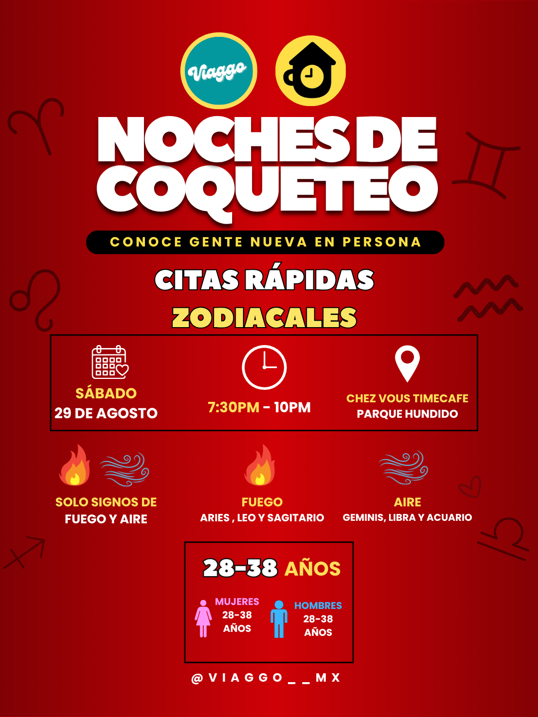 CITAS RAPIDAS 28-38 AÑOS ZODIACALES FUEGO Y AIRE NOCHES DE COQUETEO